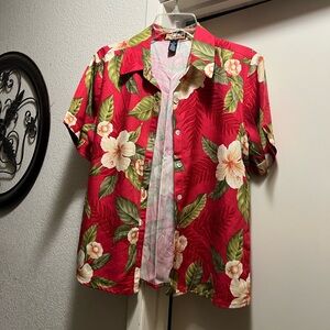 Red Floral Hawaiian Shirt